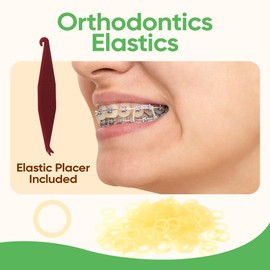Orthodontic Rubber Bands for Braces 3/16 Light Force 2.5 oz - 100 Pack, Natural, Elastic Braces Rubber Bands, Orthodontic Elastics for Fixing Tooth Gaps, Dreadlocks, Includes Free Elastic Placer