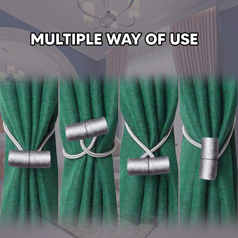 2 Pieces Magnetic Curtain Tie backs, Holdbacks Holders Hooks,Drapes Clips