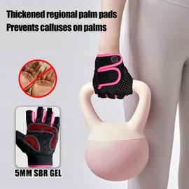 Nesirooh Weight Lifting Gloves Men Women, Gym Gloves for Training, Crossfit, Workout, Rowing, Cycling (Black Pink, M)