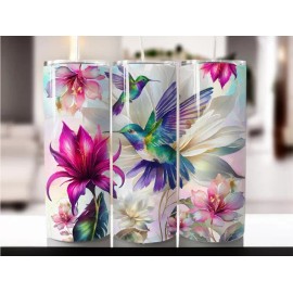 Handmade Hummingbirds  Floral Cute 20 oz Skinny Tumbler Travel For Hot & Cold