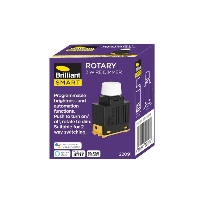 Brilliant Lighting Smart 2 Wire Rotary WiFi Smart No Neutral