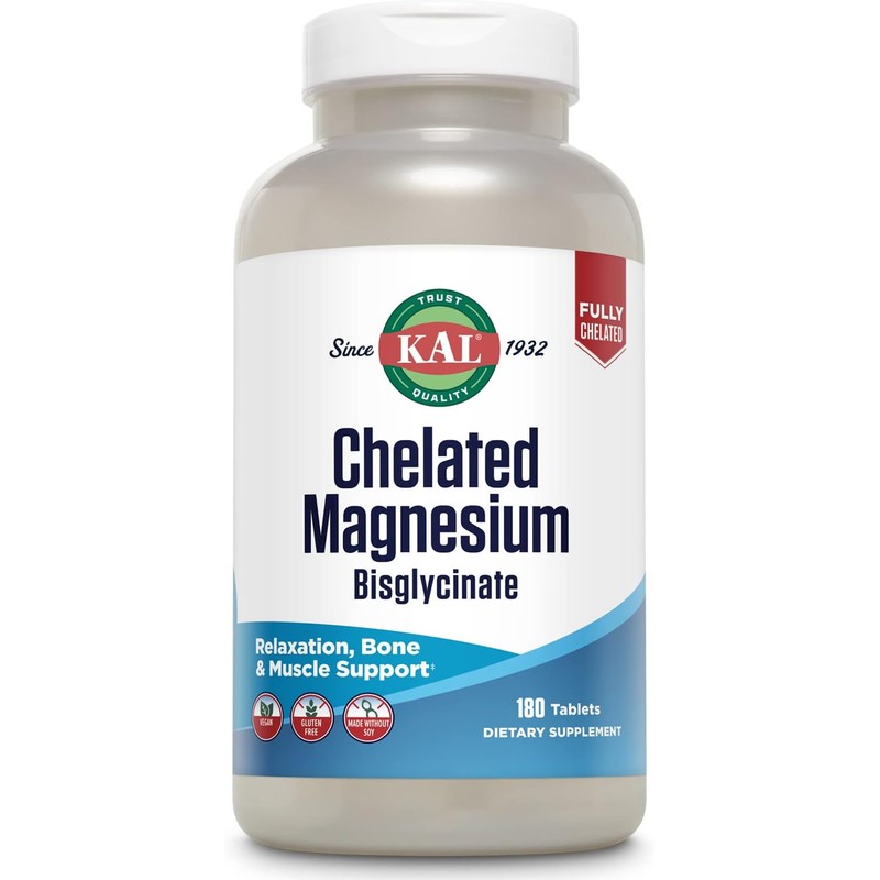 Kal Chelated Magnesium Bisglycinate Supplement for Relaxation