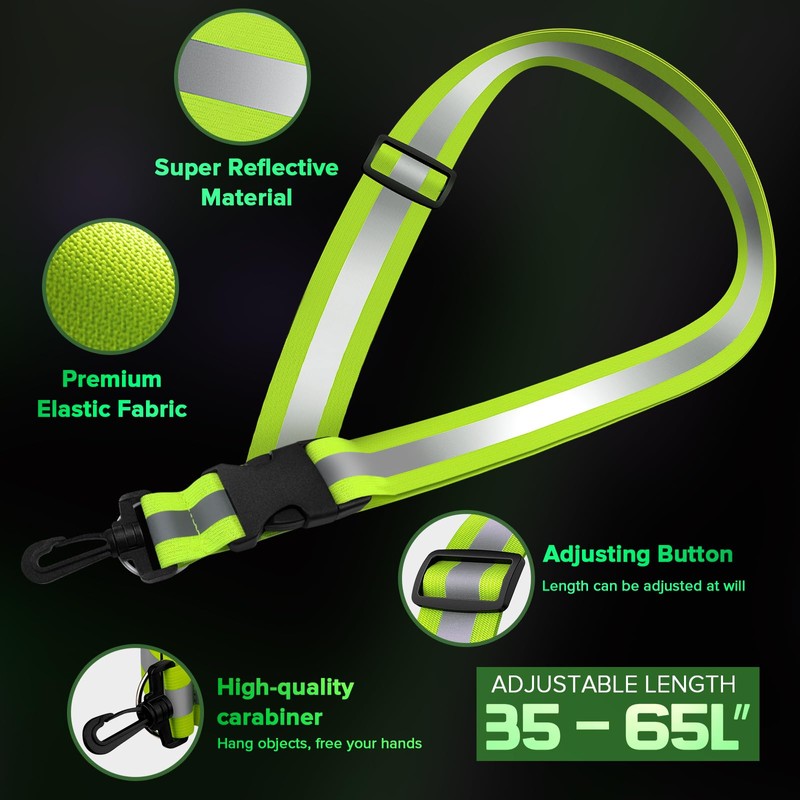 Reflective Sash for Walking at Night, High Visibility Reflective Running
