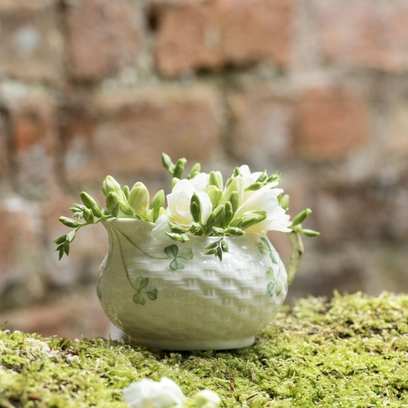 Belleek Classic Shamrock Coffee Creamer Container - Porcelain Milk Jug