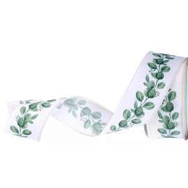 Craig Bachman Christmas Eucalyptus 1.5" by 2 yd Winter Ivory Wired Ribbon Subtle Green Winter