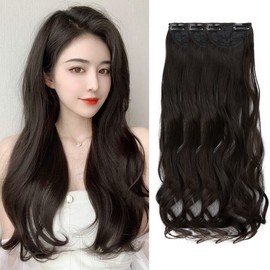 [SARLA] Wig, Collar, Curly Hair, Long (Set of 3), One Touch Extension, Free Combination, Clip-On, Easy to Apply, Black, Brown, 23.6 inches (60 cm)