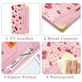 YeeCASE YeeCASE Server Book, Waiter Wallet in High Quality Leather, with Money Pocket and Zipper Pouch, Restaurant Waitstaff Organizer Fits Server Apron and Receipt Holder (Cherry)