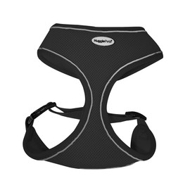 HugglePets Adjustable Waterproof Air Mesh Dog Harness - Black (Small 34-45 cm) Strong & Secure Lightweight & Breathable Harness for Small Dogs with Reflective Lining.