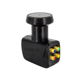 LNB Quad 0.1 dB PremiumX Pxqs Quattro Switch with Gold Plated Connectors For Direct Connection of 4 Event Digital HDTV FullHD 3D with Free Plus 8 °F-Connectors 7 mm in Gold Colour with Sealing Ring