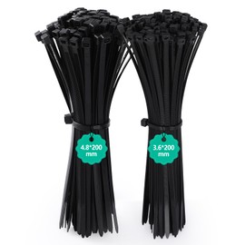 GeeRic 200pcs Cable Zip Ties, Multi-Purpose Nylon Zip Ties Self-Locking Nylon Cable Tie Wire Tie for Home,Garden Trellis,Office,Garage and Workshop