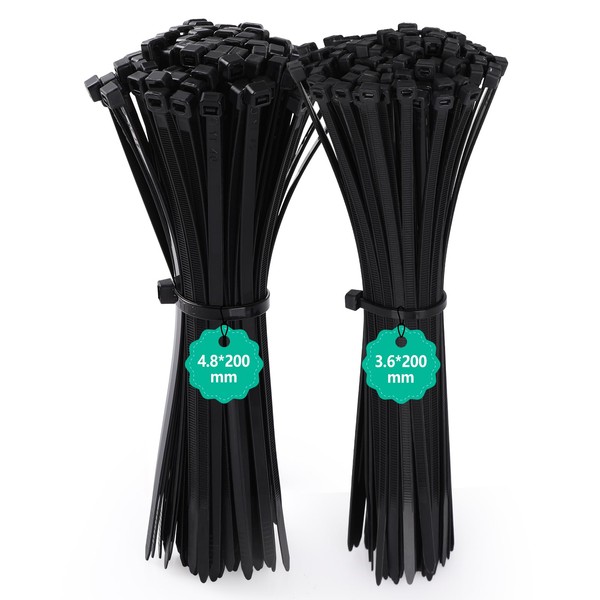 GeeRic 200pcs Cable Zip Ties, Multi-Purpose Nylon Zip Ties Self-Locking