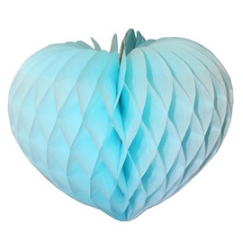 6-Pack Hanging Honeycomb Heart Decorations, 12 Inch, Light Blue