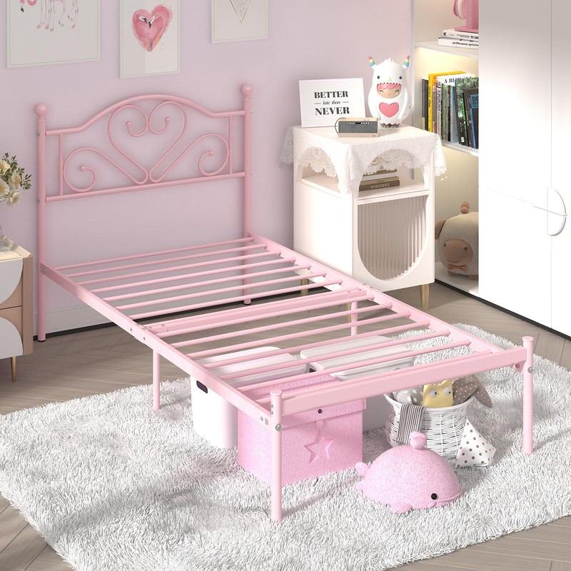 Weehom Twin Bed Frames with Headboard, Heavy Duty Metal Platform