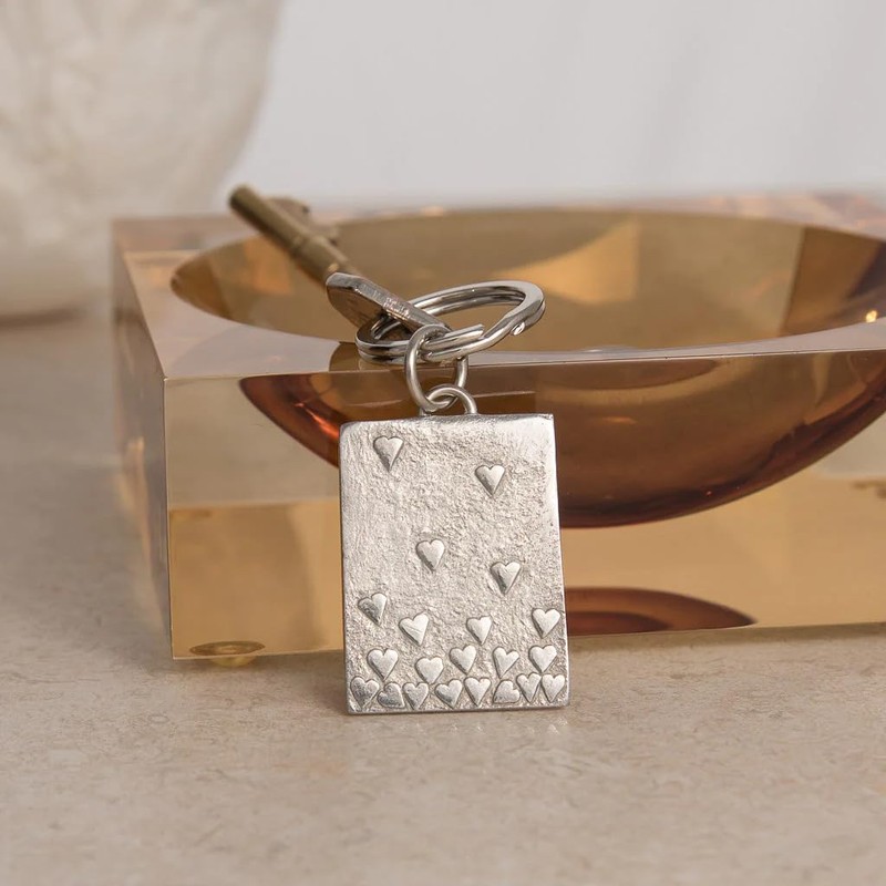 Hand Made Pewter Floating Hearts Key Ring