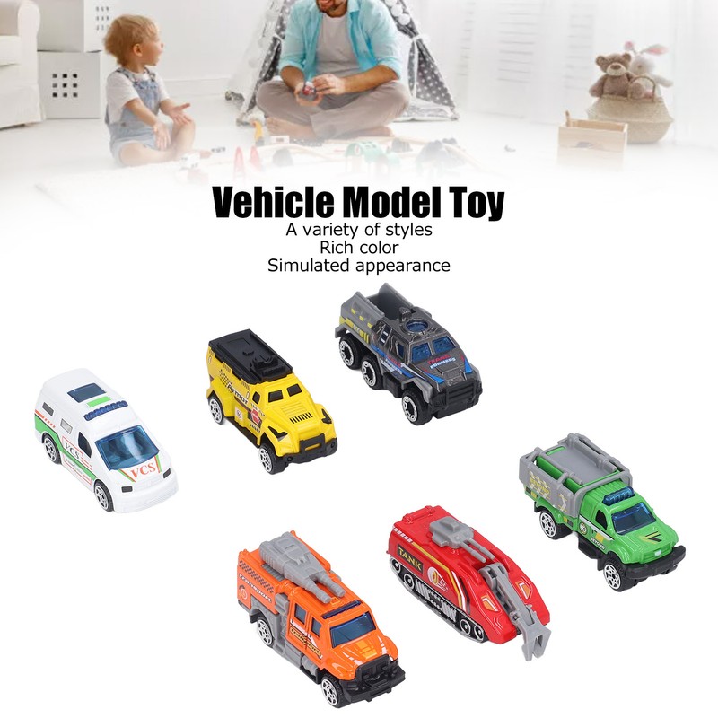 6pcs 1:64 Alloy Diecast Vehicle Model Simulated Exquisite Car Model