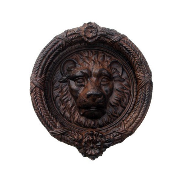 Treasure Gurus Lions Head Door Knocker Cast Iron Rustic Antique Brown