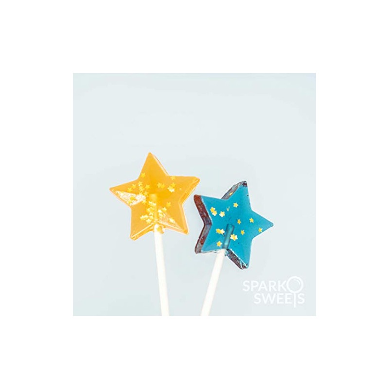 Sparko Sweets Sparkly Navy Star Lollipops, Blue Raspberry Flavor, 2"