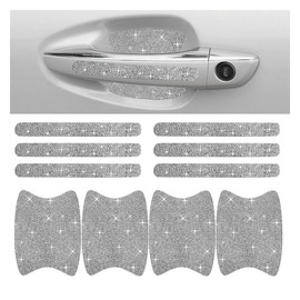 JOYCOURT 10PCS Bling Car Door Handle Anti-Scratch Sticker, White