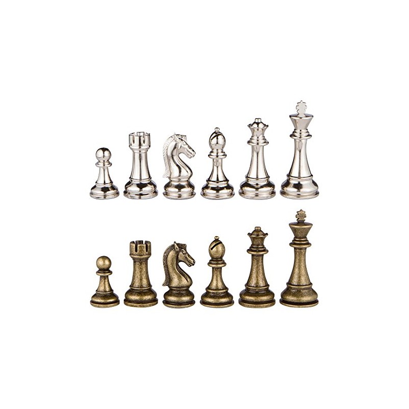 Neptune Silver and Bronze Metal Chess Pieces with 3.5 Inch