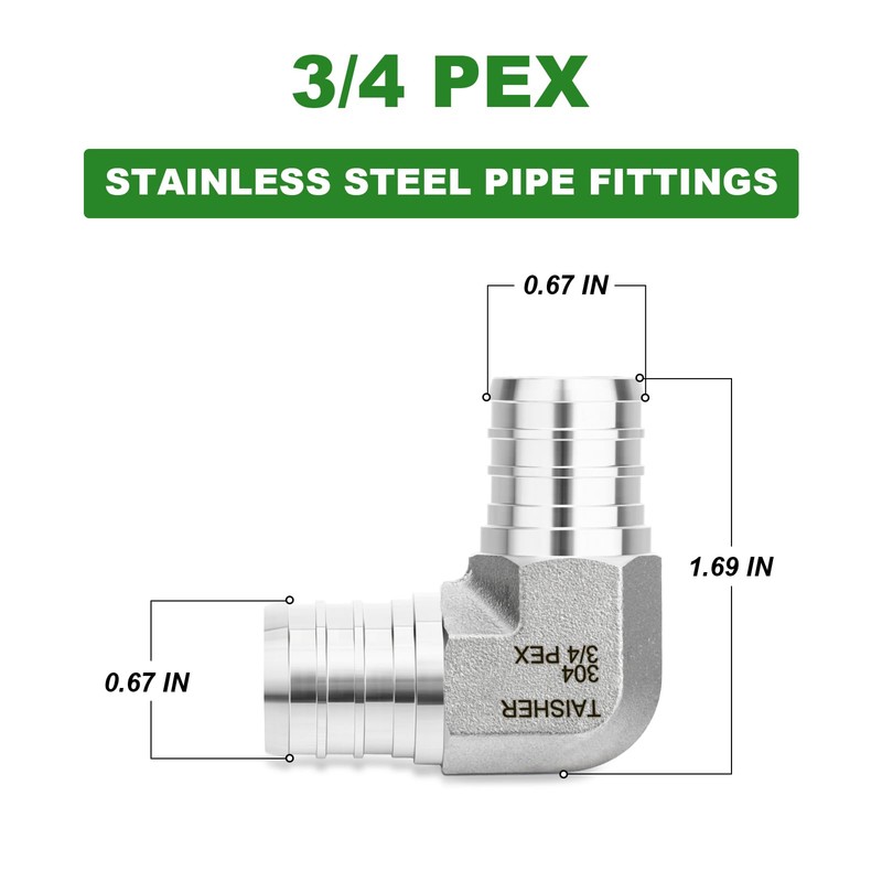 TAISHER 1PCS 304 Stainless Steel 90 Degree Elbow Pex Fittings,