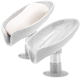 Summala Jabonera,Jaboneras para Baño,Jaboneras Autodrenante de 2 Piezas,Soporte para Barra de Jabón,Estuche Jabonera de Viaje con Ventosa para Baño,Ducha, Cocina, Fregadero, Bañera(Gris)