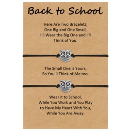 GBTBYS Back to School Gifts 2 Pcs Owl Bracelet Mommy and Me First Day of School Matching Wish Bracelets Set for Mother Daughter Son Women Jewelry Gift