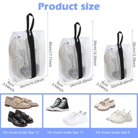6 Pack Travel Shoe Bags for Packing in Suitcase, Show Bags for Traveling - Waterproof PVC Shoe Storage Organizers with 3 Sizes (Small, Large, X-Large)