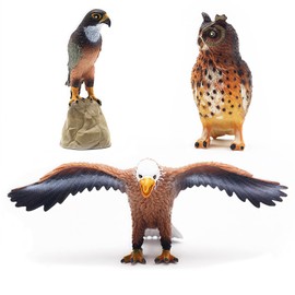 Gemini&Genius Falcon, Eagle, Owl Birds Animals Action Figure Toys for Kids(3Pcs)