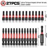 Geinxurn Impact Torx Screwdriver Bits Set,26Pcs 1”/2”Magnetic T25 S2 Steel