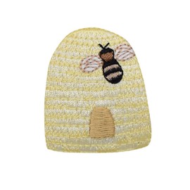 Yellow Beehive - Brown Honey Bee - Hive - Embroidered Iron on Patch