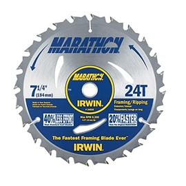 IRWIN Tools MARATHON Carbide Corded Circular Saw Blade, 7 1/4-inch, 24T (24030)