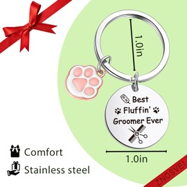 ZNOSVEI Dog Groomer Keychain Dog Groomer Gift Dog Hairdresser Keychain Pet Beautician Gift, Fluffin' Groomer Keychainn, Standard