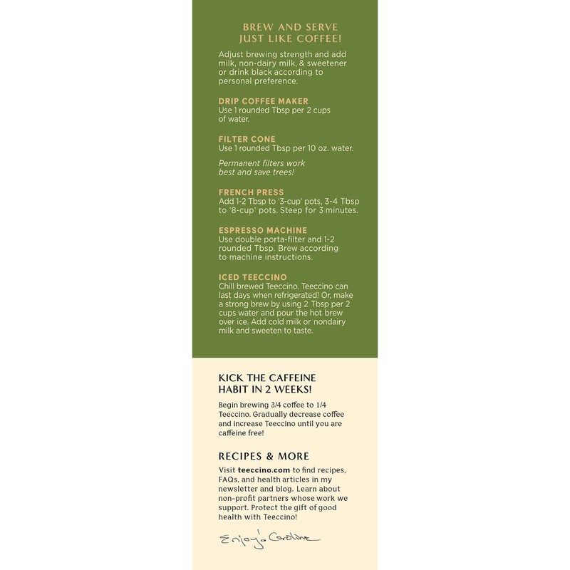 Teeccino Maya Herbal Coffee Caffe Dark Roast French Roast Organic