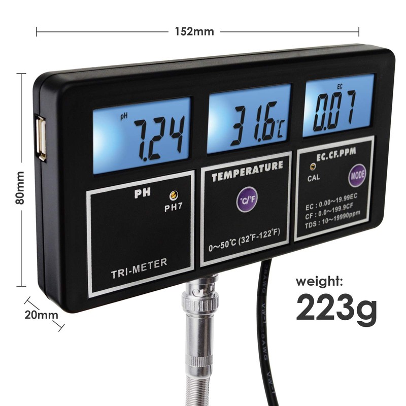 5-in-1 Water Quality Multi-Parameter PH EC CF TDS (ppm) Temperature