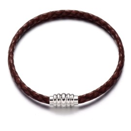 Unbranded Fashionable Trendy Soft Supple Leather Patterned Bracelet Magnetic Closure - Brown