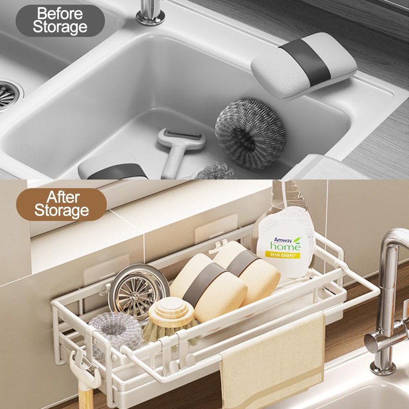 NUODWELL Wall Mounted Kitchen Sink Caddy, Washing up Organiser with