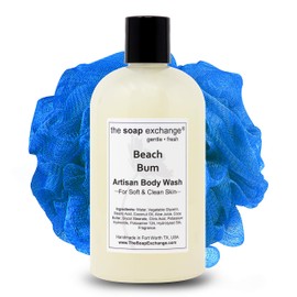 The Soap Exchange Body Wash - Beach Bum Scent - Hand Crafted 12 fl oz / 354 ml Natural Artisan Liquid Soap for Hand, Face & Body, Shower Gel, Cleanse, Moisturize, & Protect. Made in the USA.
