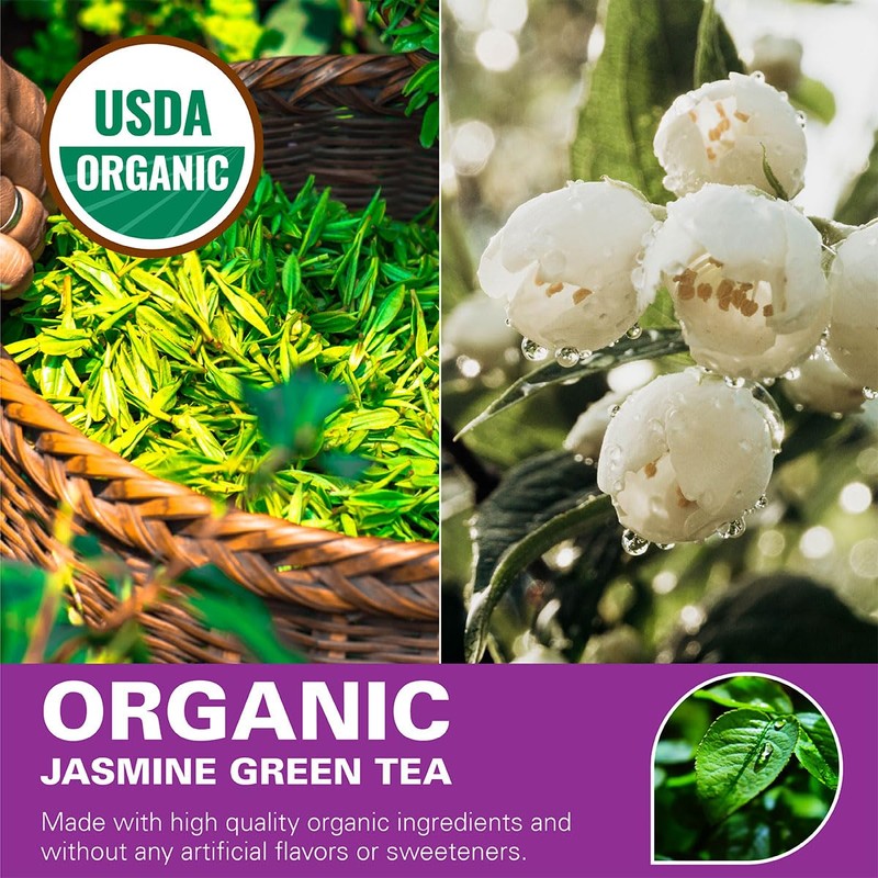 WT WEETEE Organic Jasmine Green Tea Bags, Organic Jasmine Scented