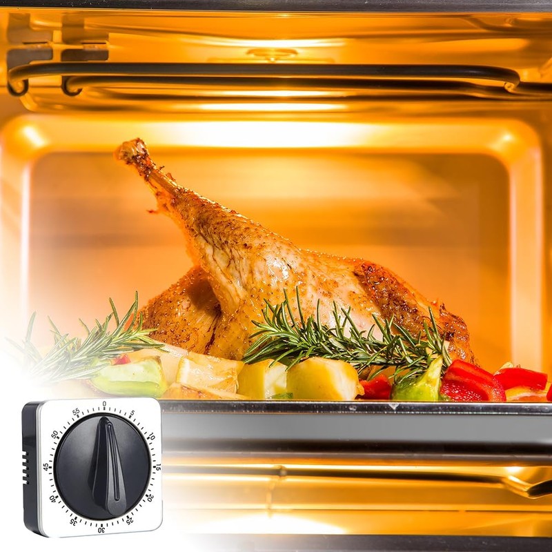 Wzhtuzi Kitchen Timer Magnetic Stainless Steel Square Kitchen Alarm Clock