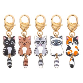 Ymapinc 5pcs Cute Cat Key Chain, Bag Charm Handbag Wallet Backpack Charm - Kawaii Pendant Black Cat Keychain Metal Keychain Gift for Women and Girls - 5 Desigh