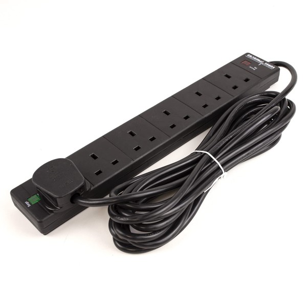 kenable Surge Protected 6 Gang Way Mains Extension Socket UK