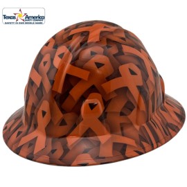 Texas America Safety Company Orange Awareness Ribbon Hydro Dipped Full Brim Hard Hat with Ratchet Suspension - 4PT with Protective Edge