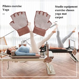 FYOURH Yoga Gloves with Grips for Women - 2 Pairs - Pilates Gloves with Grips for Women - Yoga Grip Gloves - Pink