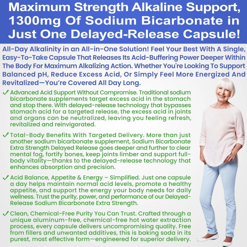 Kidney Restore Sodium Bicarbonate Capsules 1300mg – Extra Strength, 120