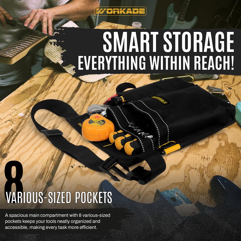 WORKADE Heavy Duty 8-Pockets Single Side Tool Belt for Men