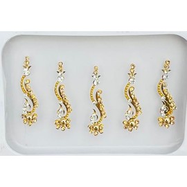 BA94 Gold Stone Pearl Bindi Tattoo Bollywood Fancy Party Forehead Sticker Eid Wedding Tika