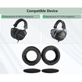 XRHTONG Soft Fabric Ear Pads Replacement Compatible with Beyerdynamic DT 990 Pro DT 770 Pro DT990 DT770 Pro Headset Ear Pads Cushion (Soft Fabric/High Density Foam)