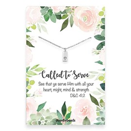 Called To Serve Heart Tag Necklace Silver. LDS Missionary Gift, Sister Missionary Necklace