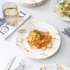 Loymokinar Modern 6-Piece Dinner Plate Set, 10-Inch White Marble Ceramic