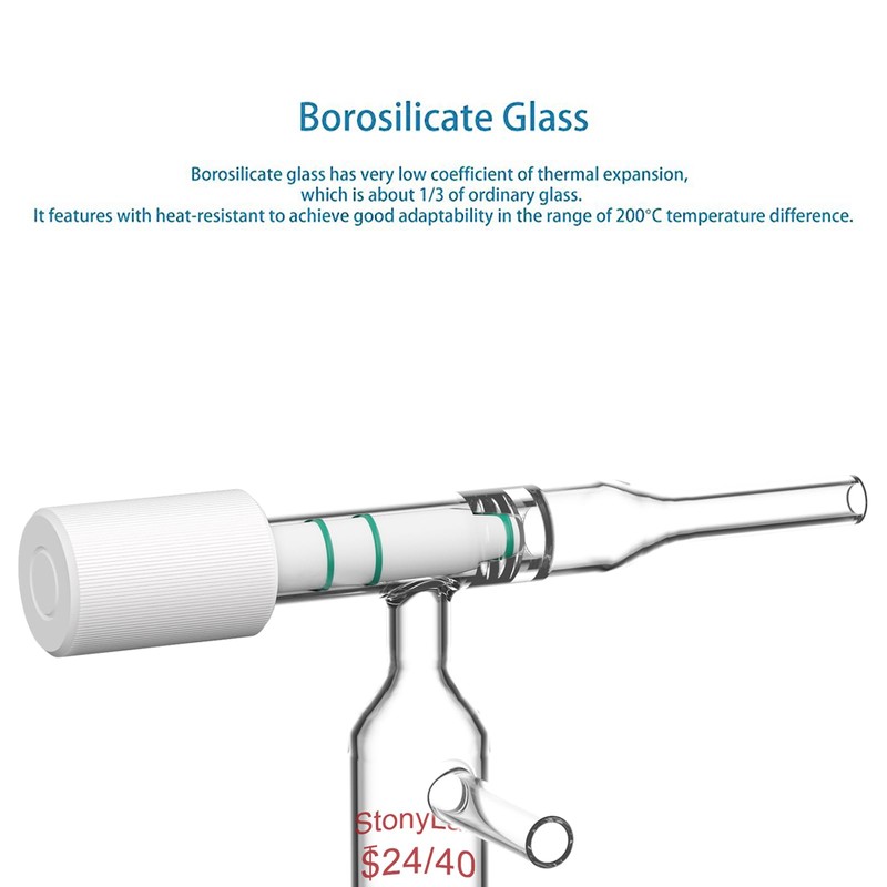 stonylab Glass Adapter, Chromatography Flow Control Adapter with 24/40 Inner